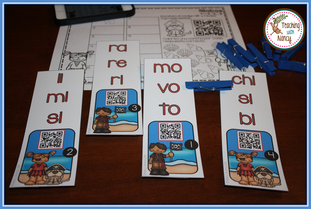 Spanish QR Code Word Work Stations