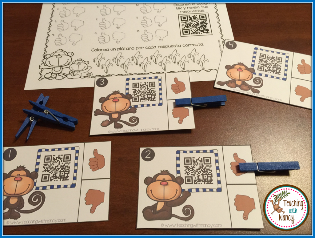 Monkey Spanish Initial Syllable QR Code Station