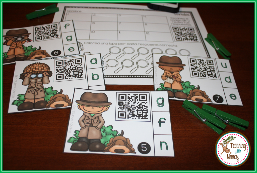 Spanish Letter Sound Detective QR Code Station