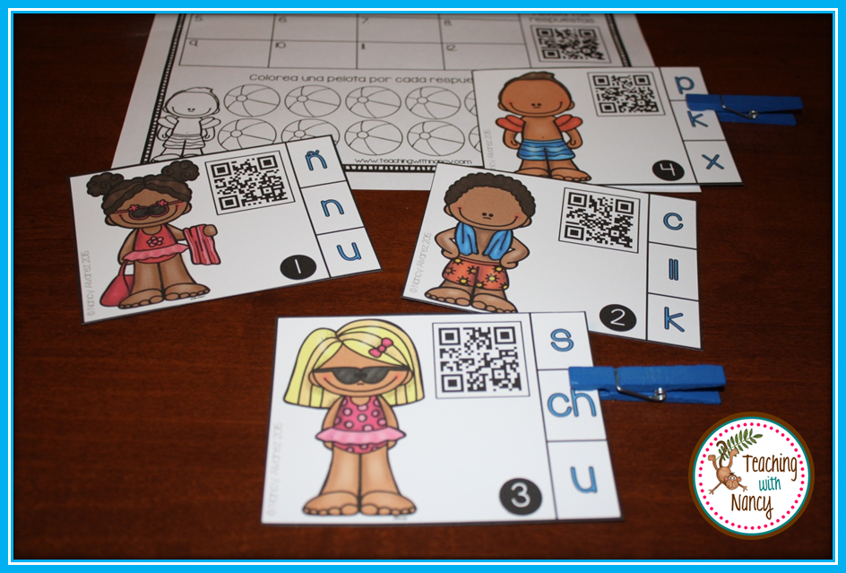 Spanish Letter Sounds Summer QR Code Activity