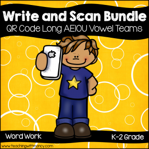 QR Code Write and Scan Long AEIOU Vowel Teams Bundle