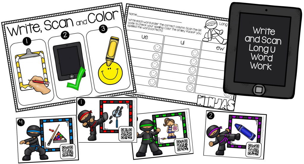 Write and Scan Ninja Long U Vowel Teams